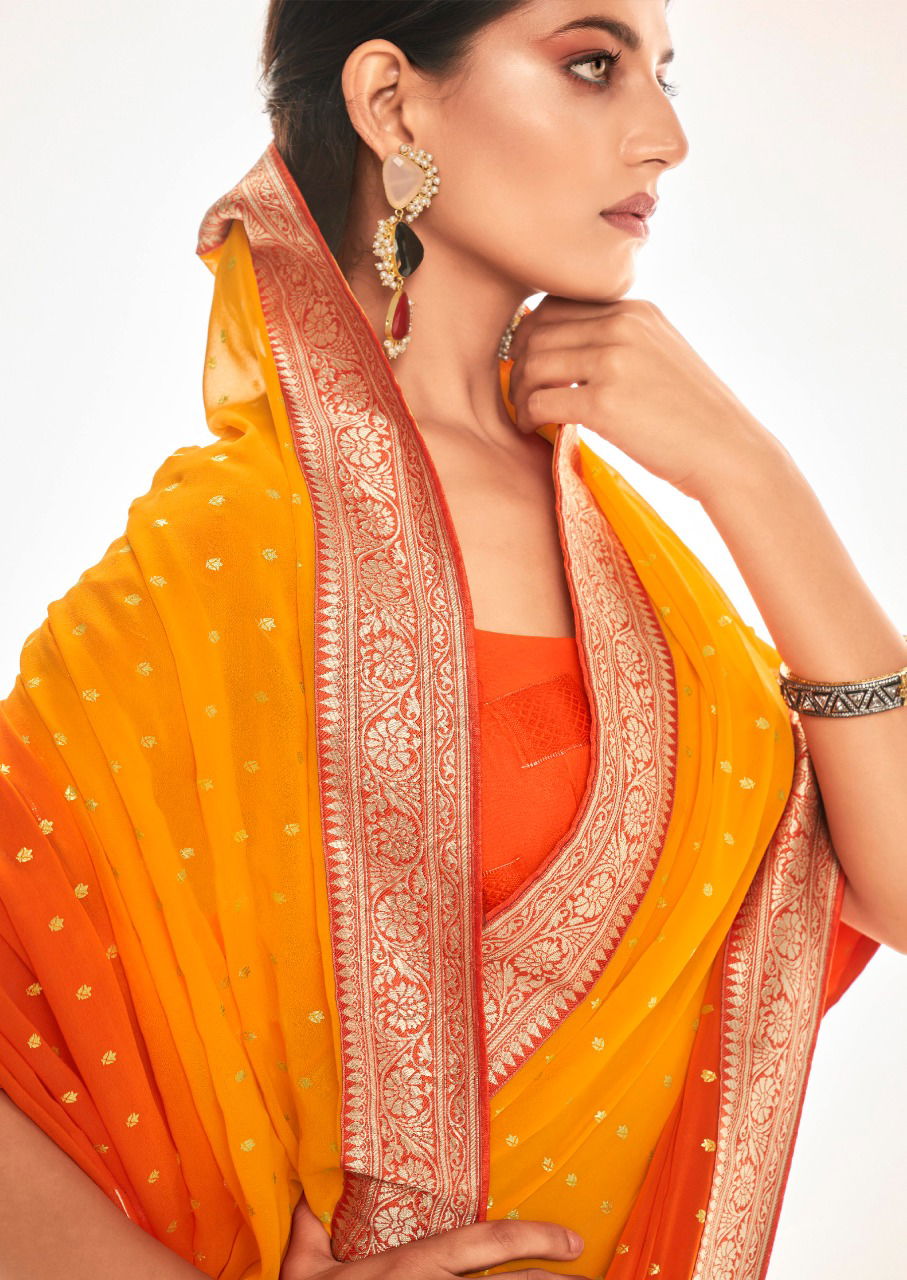 Stavan Brahmastra New Fancy Exclusive Wear Georgette With Foil Print Saree Collection 